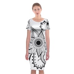 Elegant Decorative Abstract Flower Classic Short Sleeve Midi Dress by FantasyWorld7