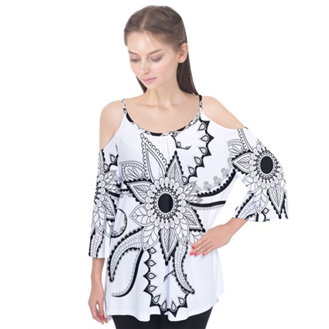 Elegant Decorative Abstract Flower Flutter Tees by FantasyWorld7