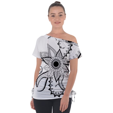 Elegant Decorative Abstract Flower Tie-up Tee by FantasyWorld7