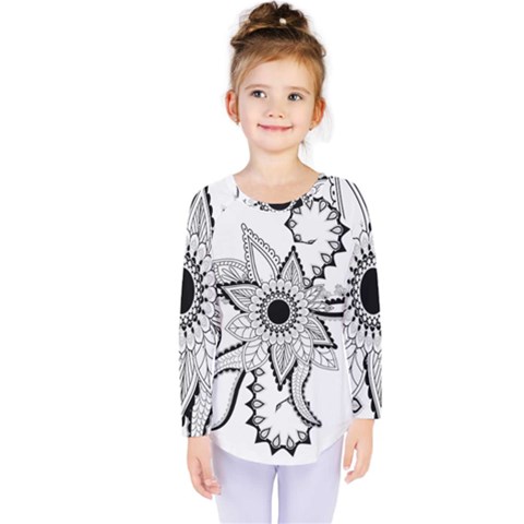 Elegant Decorative Abstract Flower Kids  Long Sleeve Tee by FantasyWorld7