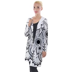 Elegant Decorative Abstract Flower Hooded Pocket Cardigan by FantasyWorld7