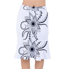 Elegant Decorative Abstract Flower Short Mermaid Skirt by FantasyWorld7