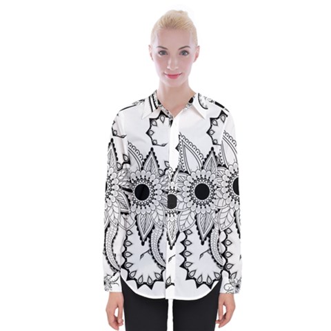 Elegant Decorative Abstract Flower Womens Long Sleeve Shirt by FantasyWorld7