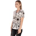 Elegant Decorative Abstract Flower Women s V-Neck Scrub Top View2