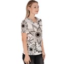 Elegant Decorative Abstract Flower Women s V-Neck Scrub Top View3