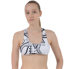 Elegant Decorative Abstract Flower Criss Cross Racerback Sports Bra by FantasyWorld7