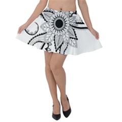 Elegant Decorative Abstract Flower Velvet Skater Skirt by FantasyWorld7