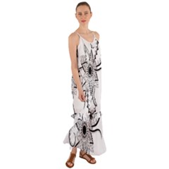 Elegant Decorative Abstract Flower Cami Maxi Ruffle Chiffon Dress by FantasyWorld7