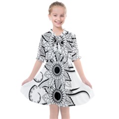 Elegant Decorative Abstract Flower Kids  All Frills Chiffon Dress by FantasyWorld7