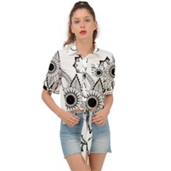 Elegant Decorative Abstract Flower Tie Front Shirt  by FantasyWorld7