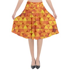 Background Triangle Circle Abstract Flared Midi Skirt