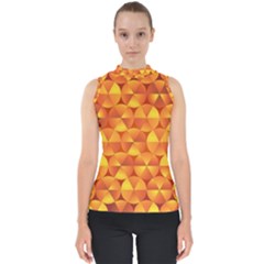 Background Triangle Circle Abstract Mock Neck Shell Top