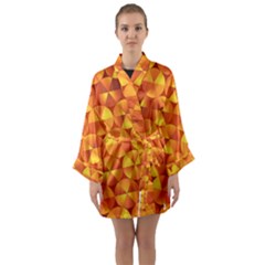 Background Triangle Circle Abstract Long Sleeve Satin Kimono