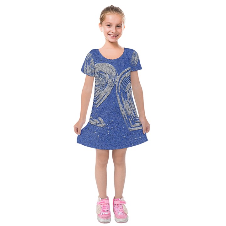 Heart Love Valentines Day Kids  Short Sleeve Velvet Dress