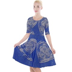 Heart Love Valentines Day Quarter Sleeve A-line Dress