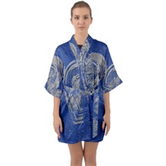 Heart Love Valentines Day Half Sleeve Satin Kimono 