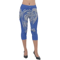 Heart Love Valentines Day Lightweight Velour Capri Leggings 