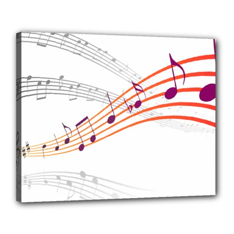 Music Notes Clef Sound Canvas 20  X 16  (stretched) by HermanTelo