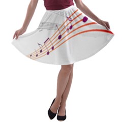 Music Notes Clef Sound A-line Skater Skirt