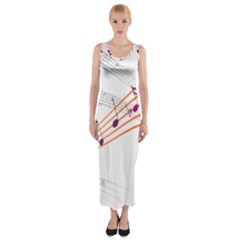 Music Notes Clef Sound Fitted Maxi Dress