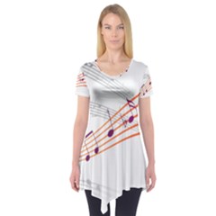 Music Notes Clef Sound Short Sleeve Tunic 