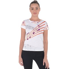 Music Notes Clef Sound Short Sleeve Sports Top 