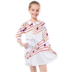 Music Notes Clef Sound Kids  Quarter Sleeve Shirt Dress