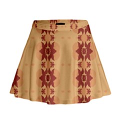 Brown Flower Mini Flare Skirt by HermanTelo