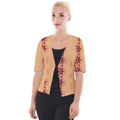 Brown Flower Cropped Button Cardigan by HermanTelo