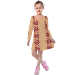 Brown Flower Kids  Long Sleeve Velvet Dress by HermanTelo