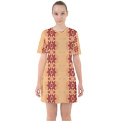 Brown Flower Sixties Short Sleeve Mini Dress by HermanTelo