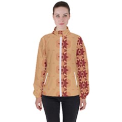 Brown Flower Women s High Neck Windbreaker by HermanTelo