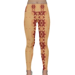 Brown Flower Lightweight Velour Classic Yoga Leggings by HermanTelo