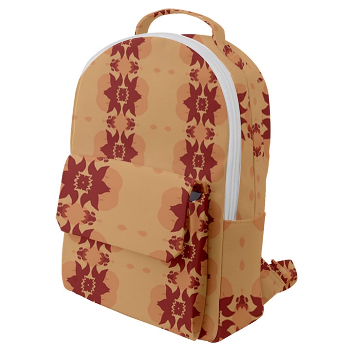 Brown Flower Flap Pocket Backpack (Small)