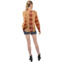 Brown Flower High Neck Long Sleeve Chiffon Top View2