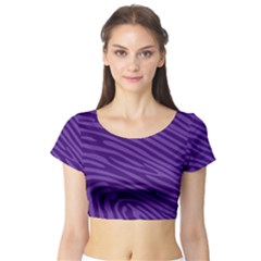 Pattern Texture Purple Short Sleeve Crop Top