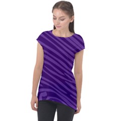 Pattern Texture Purple Cap Sleeve High Low Top