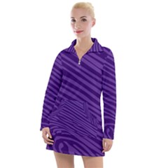 Pattern Texture Purple Women s Long Sleeve Casual Dress