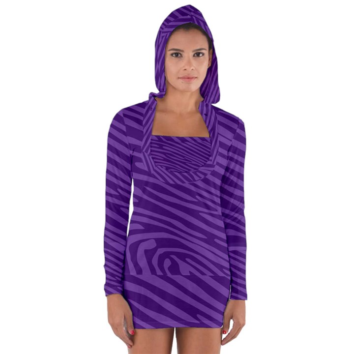 Pattern Texture Purple Long Sleeve Hooded T-shirt