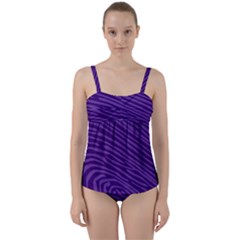 Pattern Texture Purple Twist Front Tankini Set by Mariart