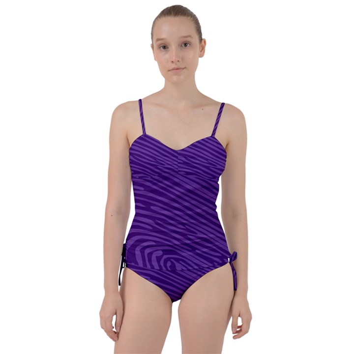 Pattern Texture Purple Sweetheart Tankini Set