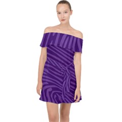 Pattern Texture Purple Off Shoulder Chiffon Dress