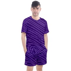 Pattern Texture Purple Men s Mesh Tee And Shorts Set