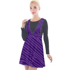 Pattern Texture Purple Plunge Pinafore Velour Dress