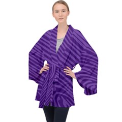 Pattern Texture Purple Long Sleeve Velvet Kimono 