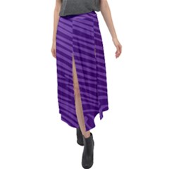 Pattern Texture Purple Velour Split Maxi Skirt