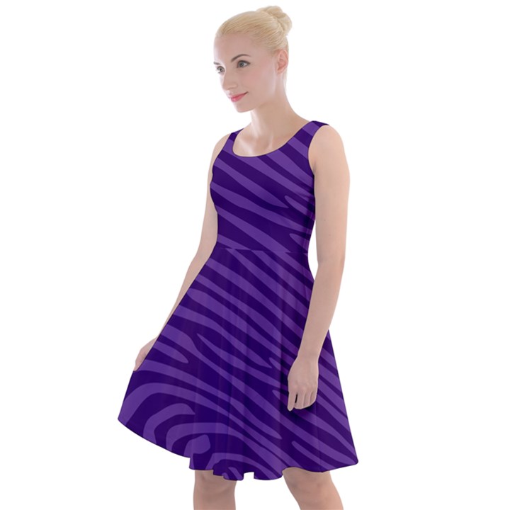 Pattern Texture Purple Knee Length Skater Dress