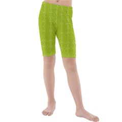 Background Texture Pattern Green Kids  Mid Length Swim Shorts