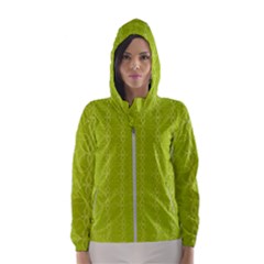 Background Texture Pattern Green Women s Hooded Windbreaker