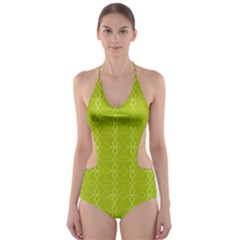 Background Texture Pattern Green Cut-out One Piece Swimsuit